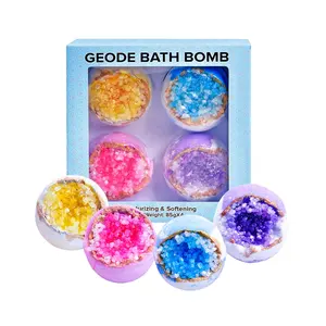 Luxury High Quality Geode Bath Bomb Handmade Fizzy Bomb Glitter crystal bath bomb