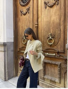 PB&ZA Nouvelle Collection Été – <span class=keywords><strong>Blazer</strong></span> Superposé Tendance à Col Montant pour Femme avec Bordure Décorative - 2710669 - Product Image 1