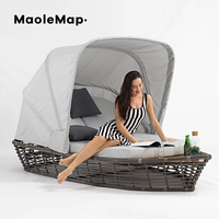 Conjunto de Sofá de Ratán para Exteriores, Diseño de Jardín, Cama Redonda Tipo Jaula de Pájaros, Muebles de Exterior, Sillas Nórdicas
