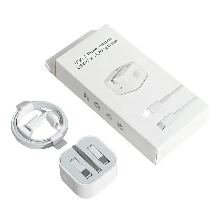 Adaptor USB C PD dinding asli, adaptor tipe C UK Plug 20W pengisi daya Cepat 20W dengan kabel