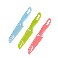 Ensemble de couteaux de cuisine multifonctionnels en acier inoxydable couleur bonbon avec manche en plastique, couteau à éplucher les fruits pour un usage domestique