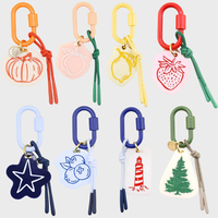 JS Groothandel Op Maat Geprinte Acryl Hangertjes Sleutelhanger Charms Zomer Oceaan Krab Zee Ster Anker Fruit DIY Tas Sleutel Accessoires