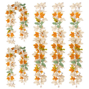 Automne Style Citrouille Vigne Artificielle Soie Érables Feuilles Guirlande Pour Noël Thanksgiving Manteau Cheminée Récolte Décoration - Product Image 4