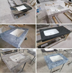 Blanc Jazz moderne et autres couleurs cintrage à chaud sans couture une pièce côté Splash monotrou montage granit hôtel utilisation lavabo de salle de bain - Product Image 5