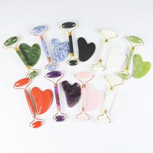 Rouleau de <span class=keywords><strong>jade</strong></span> et ensemble de masseur <span class=keywords><strong>Gua</strong></span> <span class=keywords><strong>Sha</strong></span> en néphrite naturelle Xiuyan avec logo personnalisé, pierre verte de l'Acropléto, avec boîte de lifting du visage - Product Image 6