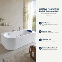 Baignoire ovale autoportante en acrylique avec robinet et douchette pour salle de bain, appartement et décoration intérieure