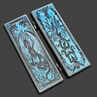 Ensemble de dés métalliques DND 7 en 1, bleu ciel pailleté, avec design de dragon sculpté à la main, dans une boîte en fer magnétique, adapté pour les jeux de rôle comme Dungeons and Dragons