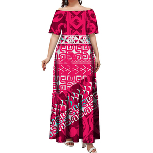 Vestido Plisado de Manga Corta con Diseño de Patrón Samoano Malu, Personalizado, de Alta Calidad, Talla Grande 7XL, Estilo Casual de Negocios, con Hombros Descubiertos - Product Image 4