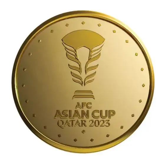 Nhà Máy Làm Giá Rẻ Chất Lượng Cao Qatar Châu Á Cup Tiền Xu Sang Trọng Tùy Chỉnh Công Ty Logo Vàng Sáng Bóng Kim Loại Trò Chơi Đồng Xu