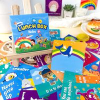 60 cartes de notes motivantes pour enfants, cartes d'affirmation positive inspirantes, cartes de dessins animés pour la boîte à lunch des enfants, cadeau scolaire