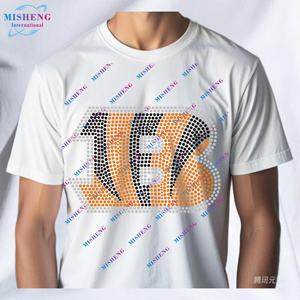 スポーツチームモチーフシンシナティベンガルズカスタムサッカーラインストーン転送鉄ラインストーンカスタムロゴ - Product Image 3