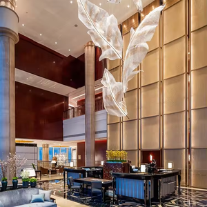 New Design Villa Engineering Custom Lighting Hotel Lobby <b>Feather</b> Leaf Glass Led Luxury <b>Chandeliers</b> - Product Image 4