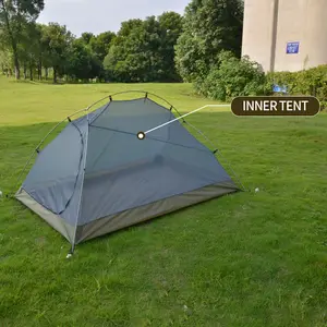 アルミニウムポール登山とハイキング軽量テントを備えた超軽量屋外ダブルデッキシングルキャンプテント