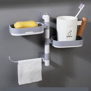 Wholesale Wall-Mounted ABS <b>Soap</b> <b>Holder</b> No Drilling Rotatable Draining Moisture-Proof Multi-Layer Bathroom Rack - Product Image 1