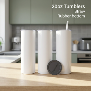 USA Stock 20oz Stainless Steel Vacuum Insulated Tumbler with Plastic Straw and Rubber Bottom - Product Image 3