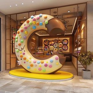 Weatherproof <b>Resin</b> Model Sculpture for Outdoor Bakery Cafe Patio UV Resistant Hand Painted Lifelike 20260412-6 Eye-Catching Donu - Product Image 3