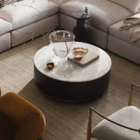 Nouveautés : Table basse ronde en marbre avec base en métal, style moderne pour salon