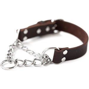 <span class=keywords><strong>Collar</strong></span> de perro de cuero Martingale, collares de perro de diseño sin tirones con cadena de acero inoxidable, cadena limitada, collares de entrenamiento para cachorros - Product Image 1