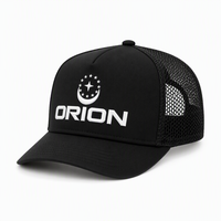 Casquette de camionneur noire à panneau avant sans couture, broderie étoile personnalisée, snapback, vente en gros