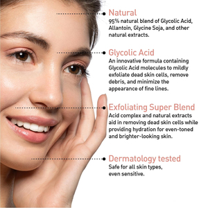 Özel etiket doğal glikolik asit yüz serumu E vitamini Allantoin ile exfoliyumuşatma için parlayan yüz cilt - Product Image 2