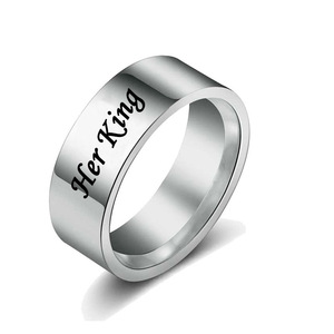 Cincin Pasangan Minimalis Novirassine Stainless Steel Lapis Emas 18k dengan Tulisan Her King untuk Pria Wanita Perhiasan Kekasih - Product Image 3