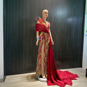Elegante Vestido Trompeta de Manga Regular en Tela de Seda con Pedrería de Alta Gama, Cómodo, Transpirable y Antiarrugas para Eventos Nocturnos de Invierno - Product Image 5