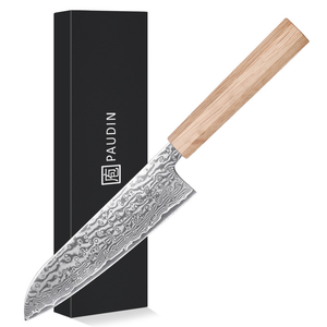 עיצוב חדש טבעי עץ pakawood ידית סכין santoku 67 שכבות damawtawood מטבח פלדה עם תיבת מתנה - Product Image 1