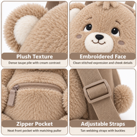 Sac à dos en peluche personnalisé pour l'école, motif ours en peluche, avec porte-monnaie mignon et animaux en peluche de dessin animé pour enfants