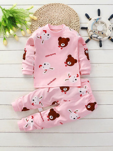 Vêtements pour enfants Printemps Automne Unisexe Ensemble 2 pièces T-shirt et pantalon Sous-vêtements en pur coton Pyjamas décontractés pour garçons et filles - Product Image 6