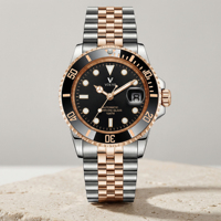 Haut de gamme étanche luxe cadran noir Date mouvement Visible Reloj boîtier Acero inoxydable montre automatique montres de plongée pour hommes