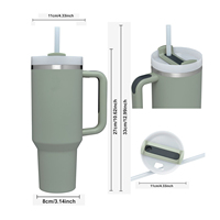 Mug de voyage isotherme en acier inoxydable coloré Beauchy Vacuum Metal Cup 40oz avec poignée, couvercles et paille