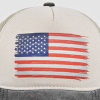Casquette de Baseball Vintage en Coton Lavé Réglable en Détresse 5 Panneau Chapeau de Camionneur Élégant Chapeau à la Mode Imprimé US Drapeau Fruit