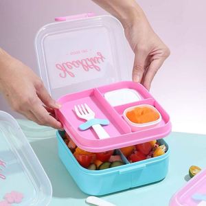 New Flip-Top <b>Microwave</b>-Safe Compartmentalized Lunch Box with Cutlery Student Portable Stripes Design for Cafeteria & Office Use - Product Image 4