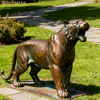 Sculpture de tigre en cuivre coulé pour jardin extérieur Sculpture décorative en métal artisanale en cuivre coulé Sculpture de tigre en bronze