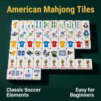 Ensemble de Mahjong en Acrylique Thème Trophée de Football de Luxe Créatif, Tuiles Durables et Boîte Portable – Cadeau Idéal pour les Soirées de Jeu en Famille