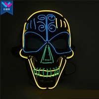 TW-M058 Offre Spéciale PVC Neon EL Glow LED Masque pour Cosplay Halloween & Party Trois Couleurs Lumière Rechargeable Avantage