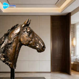 Esculturas Realistas e Imponentes de Cabeza de Caballo en Bronce Fundido con Impresión UV, Decoración Moderna para el Hogar - Product Image 3