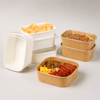Boîte alimentaire jetable en papier kraft imperméable avec logo personnalisé, revêtement UV, recyclable en vrac, pour sushi et nouilles, usine OEM