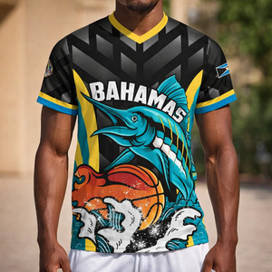 Kaos V-neck Bahamas 2026 Acara Peringatan Hari Jadi ke-53 Kaos Slim Fit Bahamas Essential Cepat Kering Kasual Lengan Pendek - Product Image 1