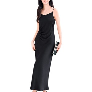 French Style Fitted Waist Slip Dress Women Summer 2024 Red Mid Length Seamless Polyester Midi Dress - Product Image 5