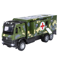 Camion Jouet Ambulance Militaire Médicale Éducatif, Modèle de Voiture en Alliage Moulé sous Pression à Tirer en Arrière, Son et Lumière, Cadeaux pour Enfants, Échelle 1:24