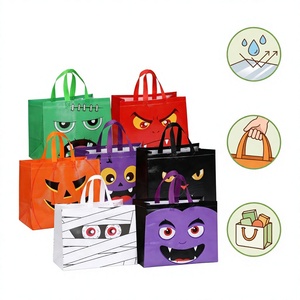 Bolsas de Compras Reutilizables de Tela No Tejida PP con Asas de Cuerda para Halloween, Dulces, Regalos, Fiestas, Obsequios, Alimentos, Marca SH - Product Image 1