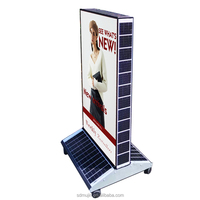 Boîte lumineuse verticale double face en aluminium à énergie solaire 3D avec capteur de lumière LED, allumage automatique, enseigne décorative pour magasin commercial