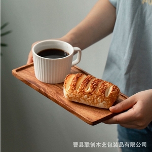Bandeja cuadrada Rectangular de madera de nogal ecológica para acampar personalizable Hotel merienda de la tarde Dim Sum platos de pastel de frutas - Product Image 3