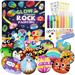 Kit per Dipingere su Roccia con Tema Fantasy e Sci-Fi che si Illumina al Buio, Giocattoli Educativi per Bambini - Product Image 1