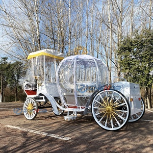 Chariot de mariage blanc à bas prix, style calèche, avec 4 roues, chariot citrouille, rideau de pluie personnalisable - Product Image 6