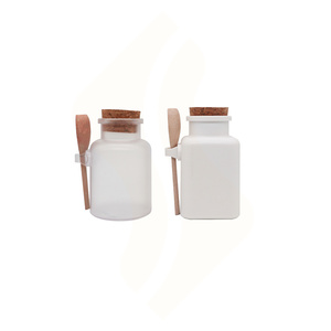 Envase de PET Mate Esmerilado para Alimentos, Botella para <span class=keywords><strong>Sales</strong></span> de <span class=keywords><strong>Baño</strong></span> con Tapa de Corcho y Cuchara, Impresión de Logotipo Personalizado, Bomba para Envasado de 100ml 200ml 300ml - Product Image 4