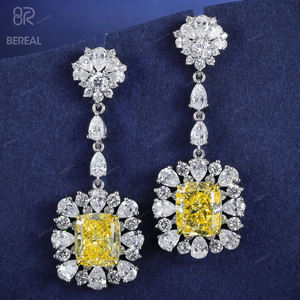Pendientes de Diamantes Cultivados en Laboratorio con Corte Cojín y Certificación <span class=keywords><strong>IGI</strong></span>, Vvs, Venta Directa de Fábrica, Oro Blanco, Plata 925, Pendientes de Racimo, Joyería Fina - Product Image 2