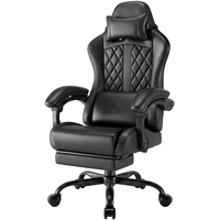 Chaise de bureau ergonomique pivotante pour jeux et ordinateur, avec accoudoirs adaptatifs, réglable, style racing, avec repose-pieds
