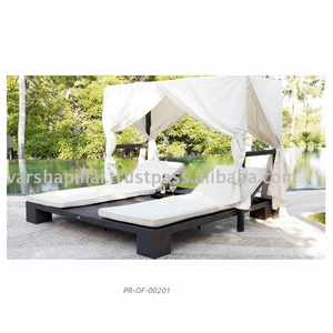 Lit de plage en rotin/osier synthétique, pour 1 à 3 personnes, avec parapluie, accessoire d'extérieur - Product Image 1